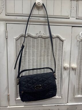 kate spade Black Nylon Quilted Crossbody Bag with Gold Hardware